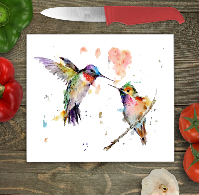 Hummingbird Glass Chopping Board, Hummingbird Worktop Protector